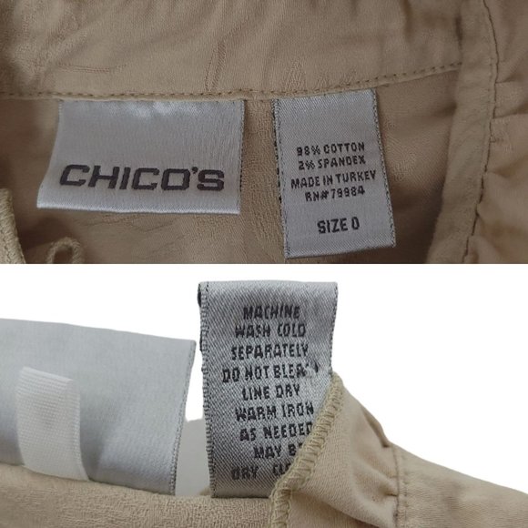 Chicos Ruffled Collar Front Button Jacket Womens Size 0 US 4 Tan - Picture 12 of 12